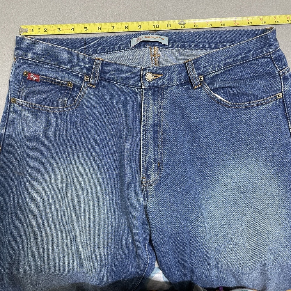 VINTAGE Mens Wide Leg Baggy Jeans 40x30 Blue Denim Skate 90's Y2K WORN-IN Grunge - Picture 4 of 16